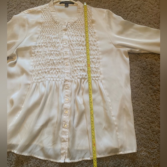 Chadwicks White Button Down Pleated Blouse Size 14 - Picture 8 of 9